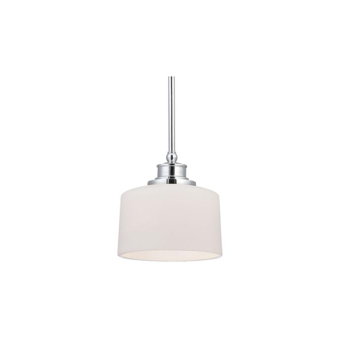 Nuvo 60-4588 Soho - 1 Light Mini Pendant Satin White Glass - Polished Chrome Finish 