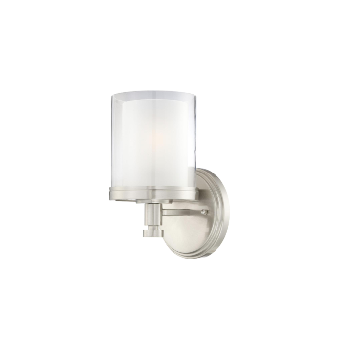 Nuvo 60-4641 Decker - 1 Light Vanity with Clear & Frosted Glass - Brushed Nickel Finish