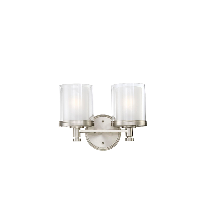 Nuvo 60-4642 Decker - 2 Light Vanity with Clear & Frosted Glass - Brushed Nickel Finish