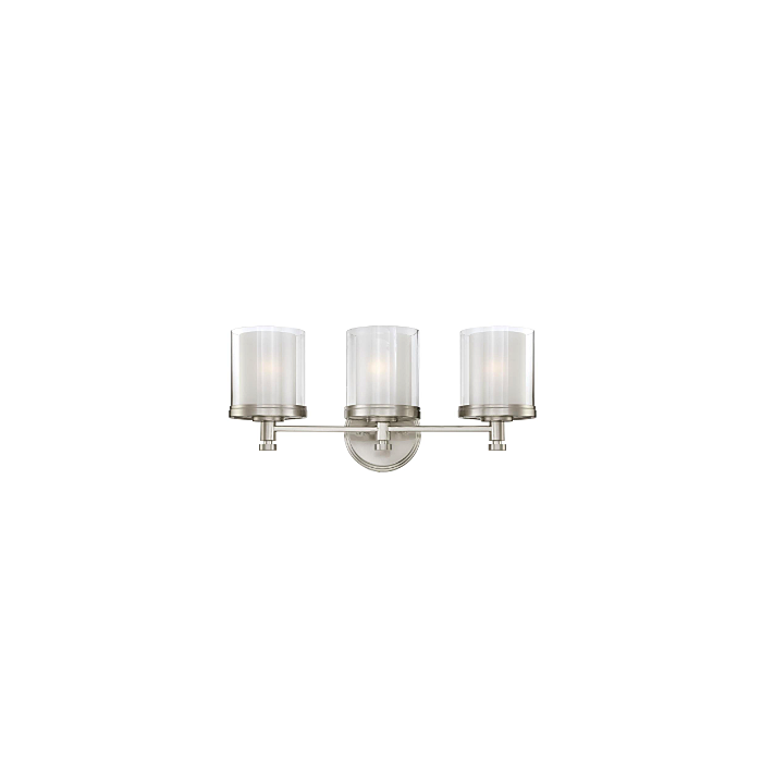 Nuvo 60-4643 Decker - 3 Light Vanity with Clear & Frosted Glass - Brushed Nickel Finish