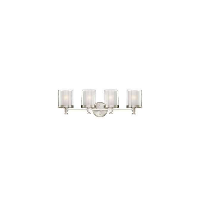 Nuvo 60-4644 Decker - 4 Light Vanity with Clear & Frosted Glass - Brushed Nickel Finish