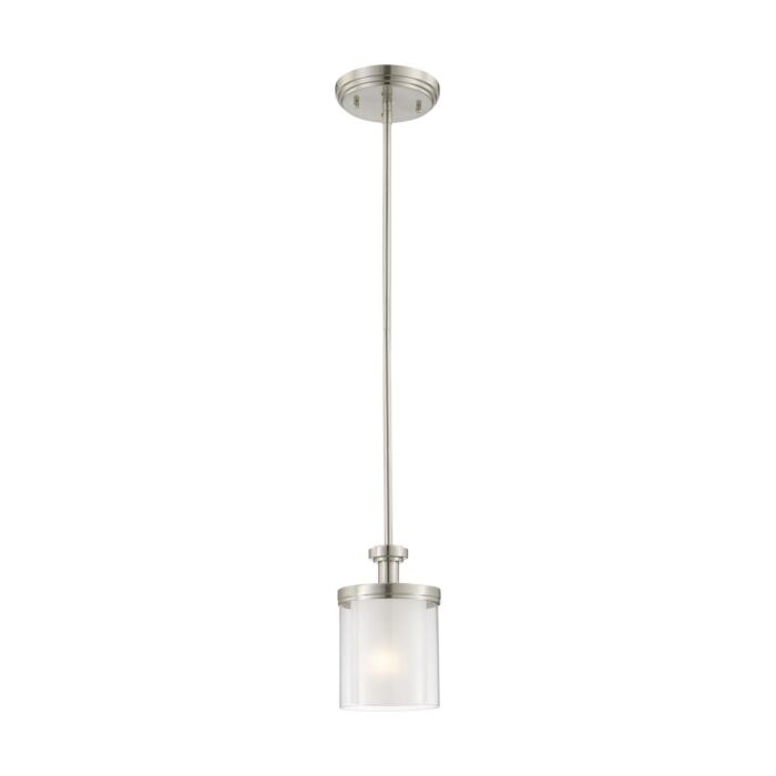 Nuvo 60-4648 Decker - 1 Light Mini Pendant with Clear and Frosted Glass - Brushed Nickel Finish 