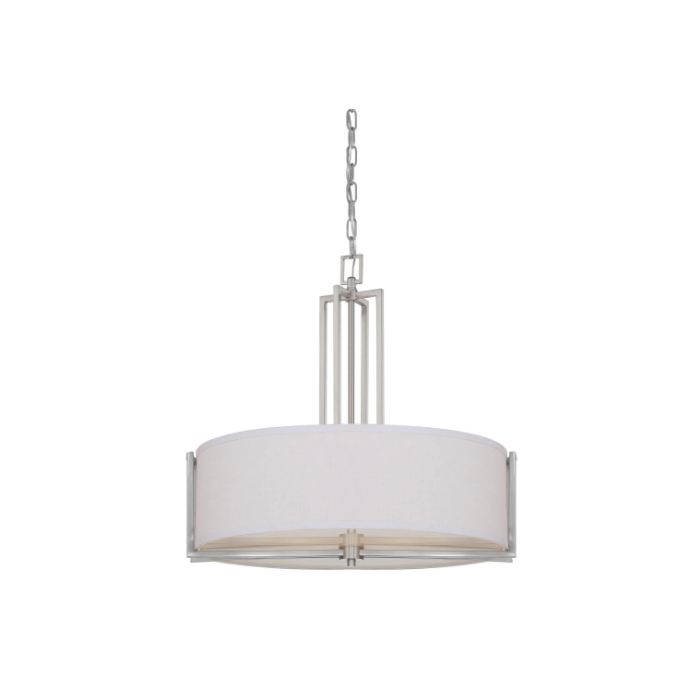 Nuvo 60-4756 Gemini - 4 Light Pendant with Slate Gray Fabric Shade - Brushed Nickel Finish