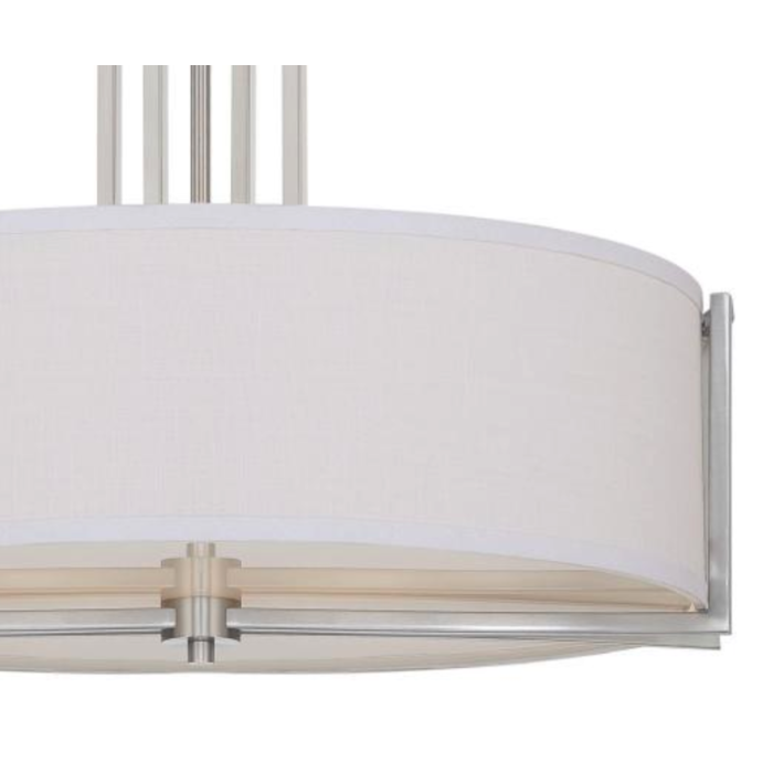 Nuvo 60-4756 Gemini - 4 Light Pendant with Slate Gray Fabric Shade - Brushed Nickel Finish