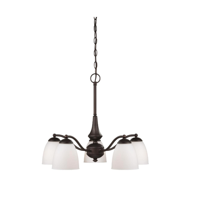 Nuvo 60-5143 Patton - 5 Light Chandelier (Arms Down) With Frosted Glass - Prairie Bronze Finish