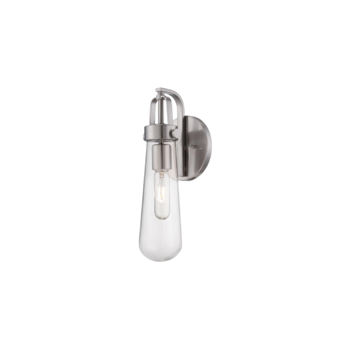 Nuvo 60-5261 Beaker - 1 Light Wall Sconce with Clear Glass -Brushed Nickel Finish
