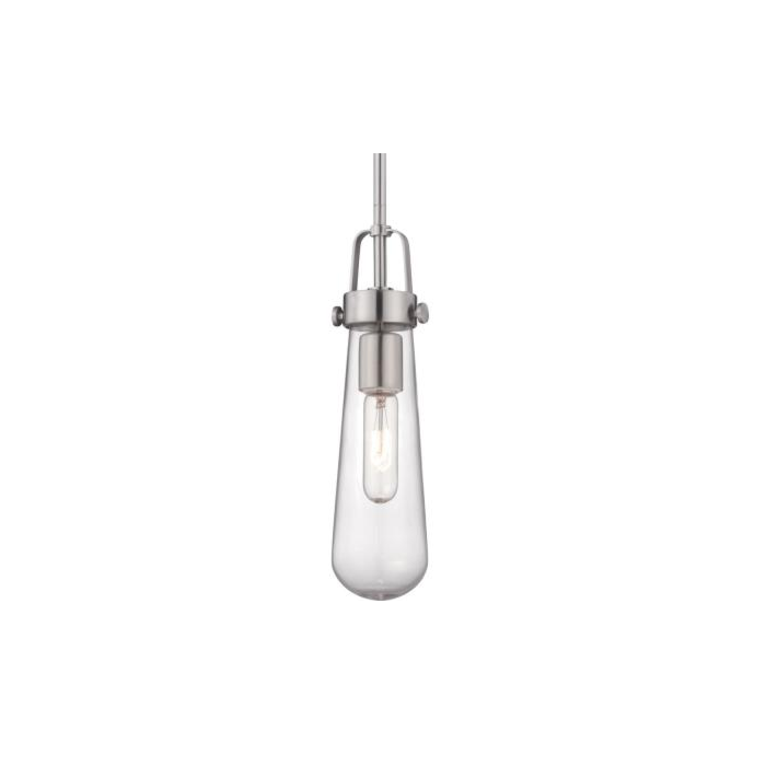 Nuvo 60-5262 Beaker - 1 Light Mini Pendant with Clear Glass - Brushed Nickel Finish 