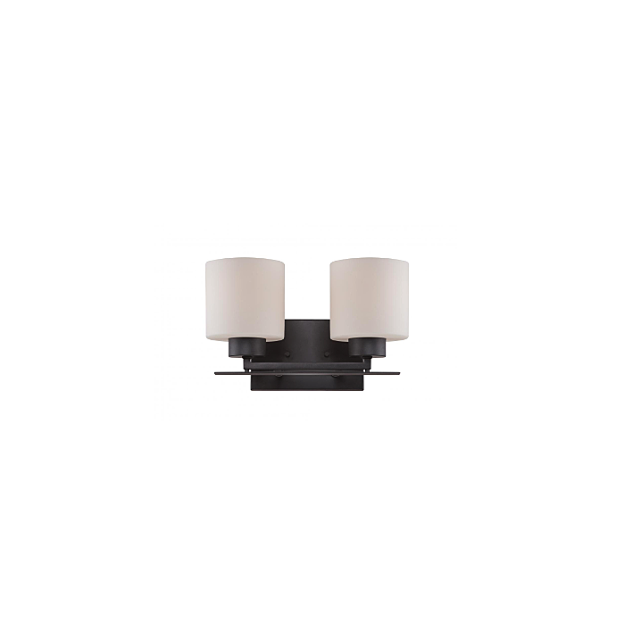 Nuvo 60-5302 Parallel - 2 Light Vanity with Etched Opal Glass - Aged Bronze Finish
