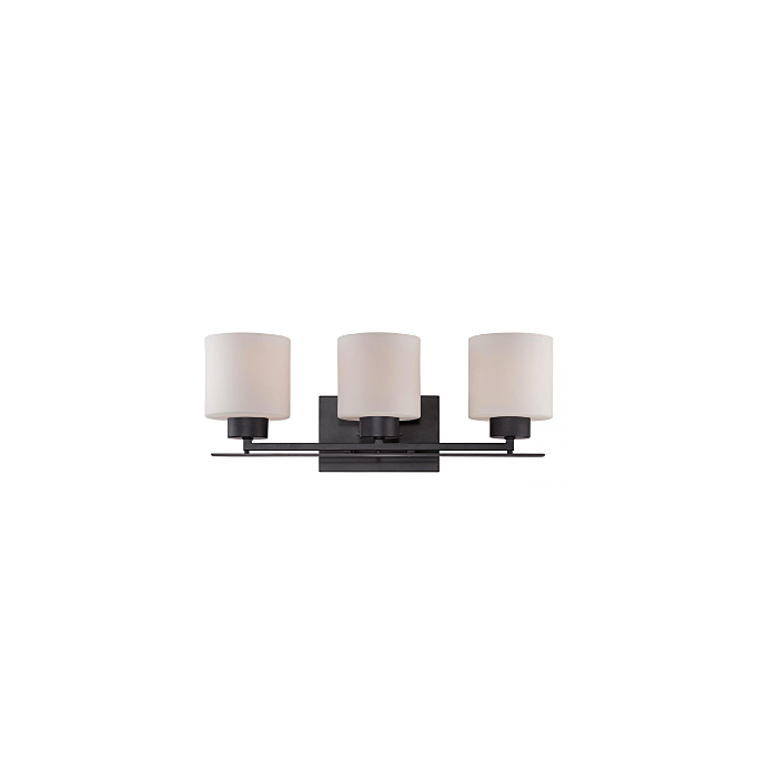 Nuvo 60-5303 Parallel - 3 Light Vanity with Etched Opal Glass - Aged Bronze Finish
