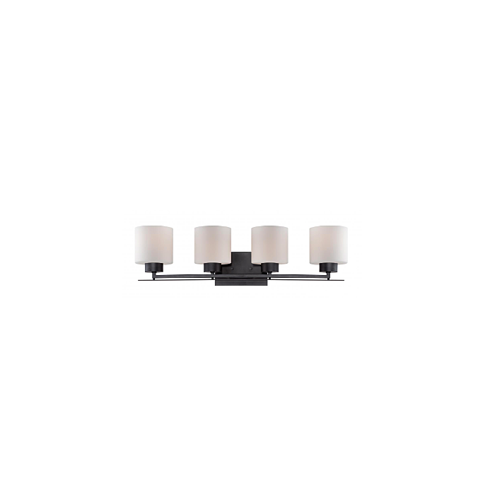 Nuvo 60-5304 Parallel - 4 Light Vanity with Etched Opal Glass - Aged Bronze Finish