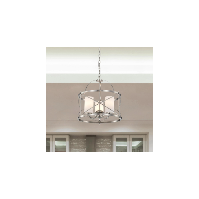 Nuvo 60-5333 Ginger - 3 Light Pendant with Satin White Glass - Brushed Nickel Finish