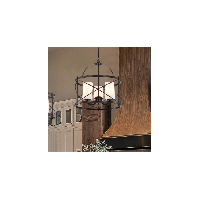 Nuvo 60-5337 Ginger - 3 Light Pendant with Satin White Glass - Old Bronze Finish