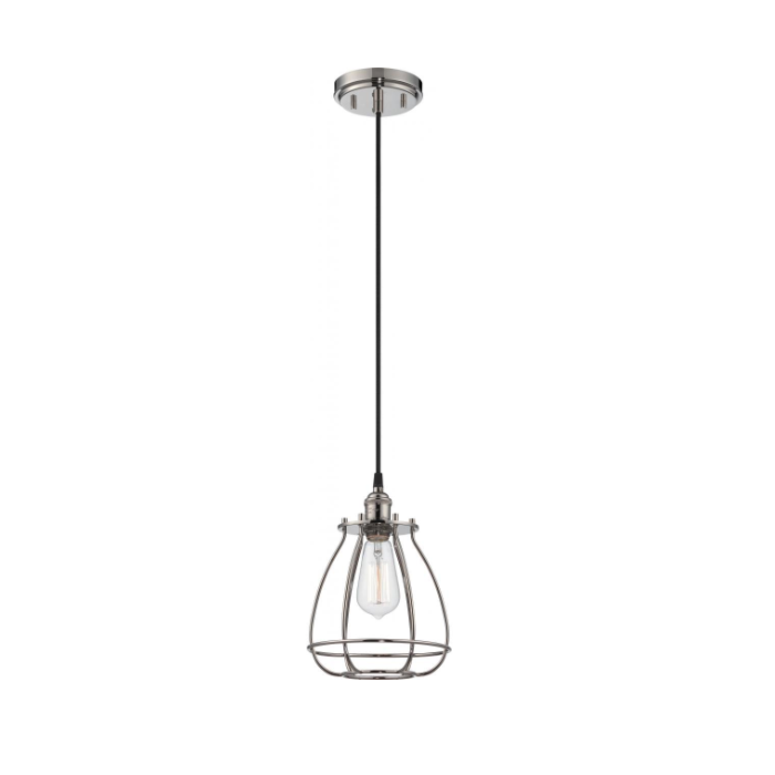 Nuvo 60-5401 Vintage - 1 Light Caged Pendant - Polished Nickel Finish