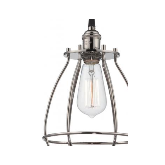 Nuvo 60-5401 Vintage - 1 Light Caged Pendant - Polished Nickel Finish