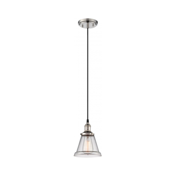 Nuvo 60-5402 Vintage - 1 Light Pendant with Clear Glass - Polished Nickel Finish