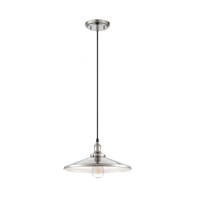 Nuvo 60-5409 Vintage - 1 Light Pendant with Metal Shade - Polished Nickel Finish