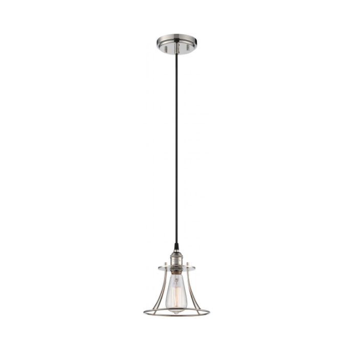 Nuvo 60-5411 Vintage - 1 Light Caged Pendant - Polished Nickel Finish