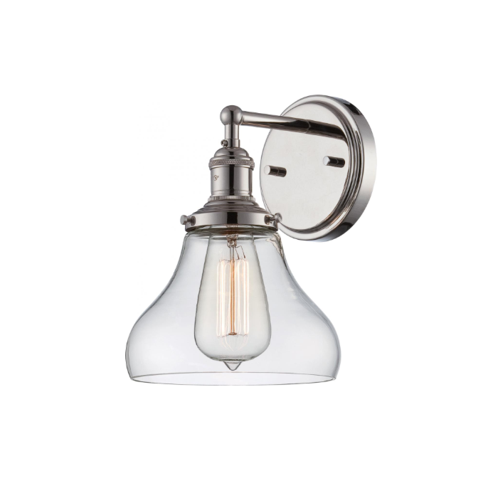 Nuvo 60-5413 Vintage - 1 Light Sconce with Clear Glass - Polished Nickel Finish