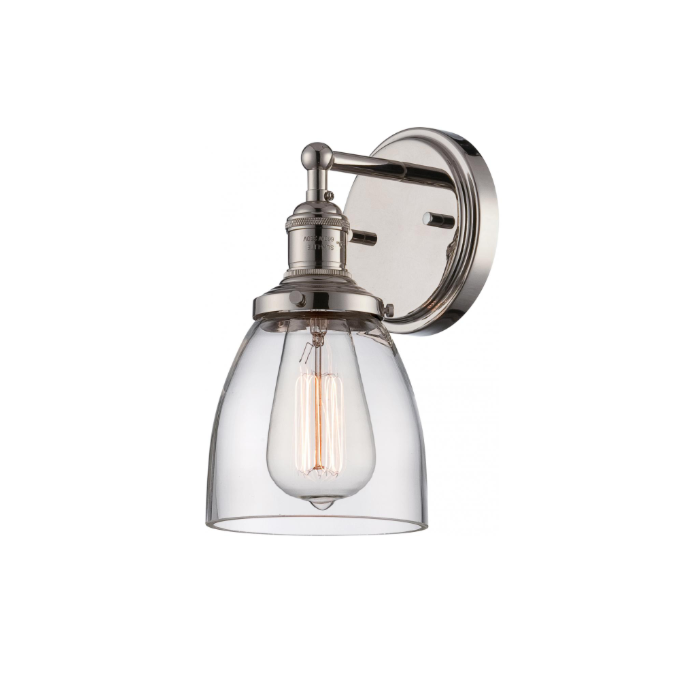 Nuvo 60-5414 Vintage - 1 Light Sconce with Clear Glass - Polished Nickel Finish