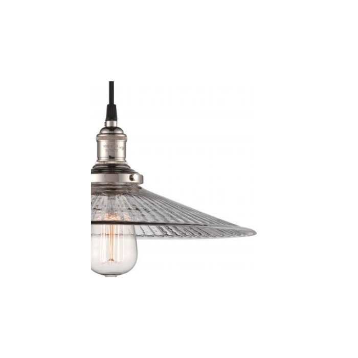 Nuvo 60-5416 Vintage - 1 Light Pendant with Clear Ribbed Glass - Polished Nickel Finish