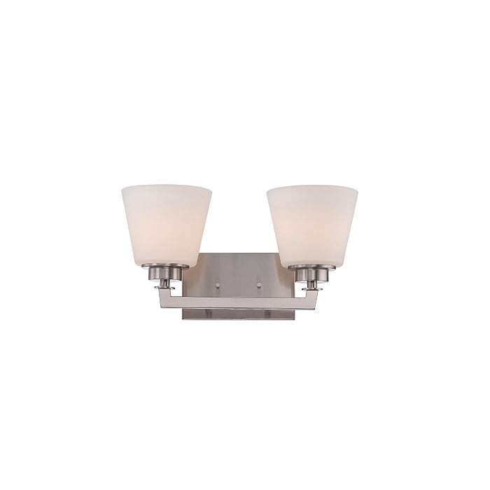 Nuvo 60-5452 Mobili - 2 Light Vanity with Satin White Glass - Brushed Nickel Finish