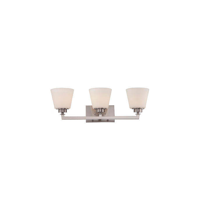 Nuvo 60-5453 Mobili - 3 Light Vanity with Satin White Glass - Brushed Nickel Finish