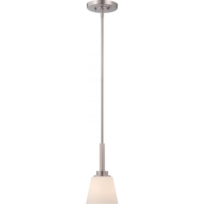 Nuvo 60-5457 Mobili - 1 Light Mini Pendant with Satin White Glass - Brushed Nickel Finish 