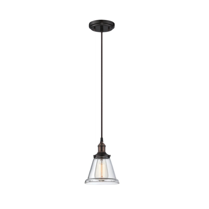 Nuvo 60-5502 Vintage - 1 Light Pendant with Clear Glass - Rustic Bronze Finish
