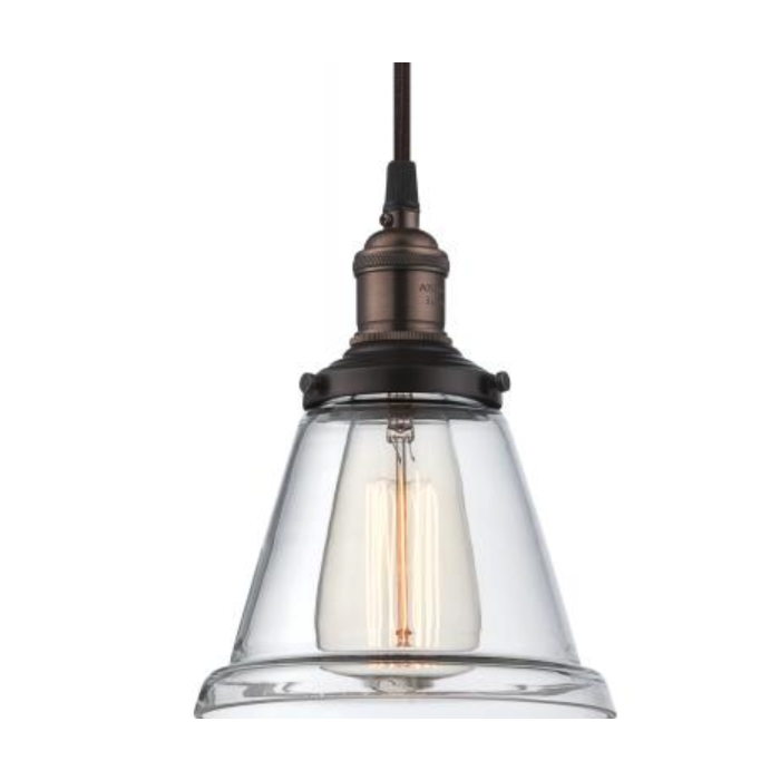 Nuvo 60-5502 Vintage - 1 Light Pendant with Clear Glass - Rustic Bronze Finish