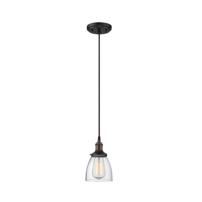 Nuvo 60-5504 Vintage - 1 Light Pendant with Clear Glass - Rustic Bronze Finish