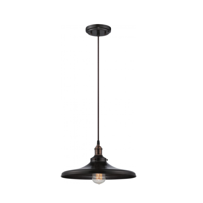 Nuvo 60-5506 Vintage - 1 Light Pendant with Metal Shade - Rustic Bronze Finish