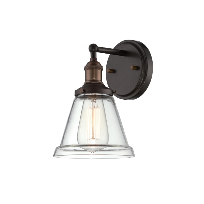 Nuvo 60-5512 Vintage - 1 Light Sconce with Clear Glass - Rustic Bronze Finish