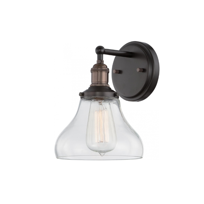 Nuvo 60-5513 Vintage - 1 Light Sconce with Clear Glass - Rustic Bronze Finish