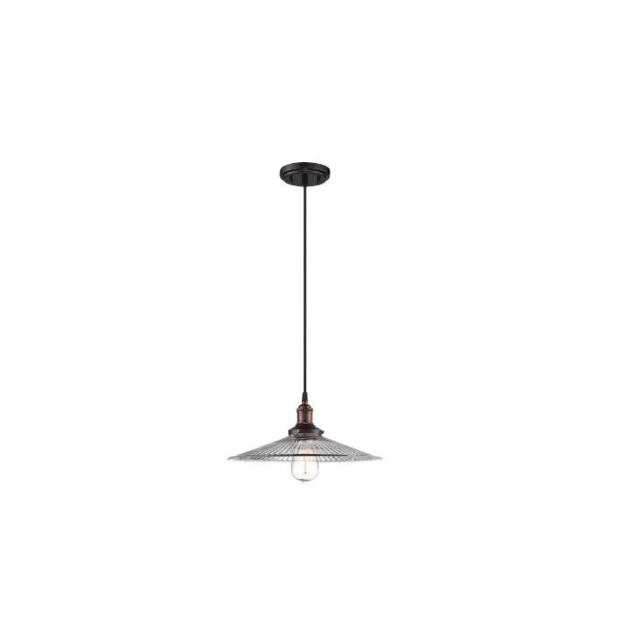 Nuvo 60-5516 Vintage - 1 Light Pendant with Clear Ribbed Glass - Rustic Bronze Finish