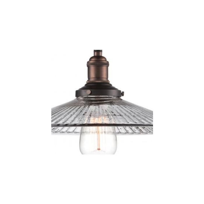 Nuvo 60-5516 Vintage - 1 Light Pendant with Clear Ribbed Glass - Rustic Bronze Finish