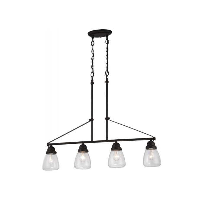 Nuvo 60-5548 Laurel - 4 Light Island Pendant with Clear Seeded Glass - Sudbury Bronze Finish