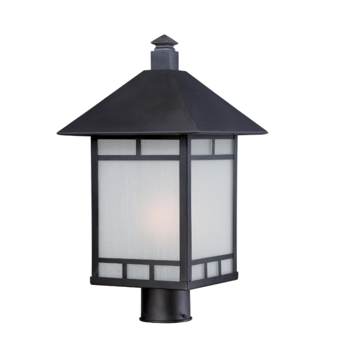 Nuvo 60-5605 Drexel - 1 Light - Post Lantern with Frosted Seed Glass - Stone Black Finish
