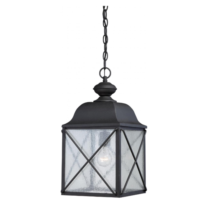 Nuvo 60-5624 Wingate - 1 Light - Hanging Lantern with Clear Seed Glass - Textured Black Finish