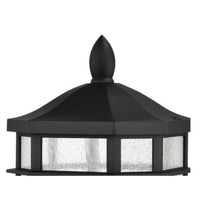Nuvo 60-5758 Raiden Collection Outdoor 18 inch Post Light Pole Lantern; Matte Black Finish with Clear Seedy Glass