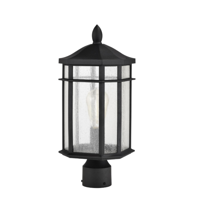 Nuvo 60-5758 Raiden Collection Outdoor 18 inch Post Light Pole Lantern; Matte Black Finish with Clear Seedy Glass