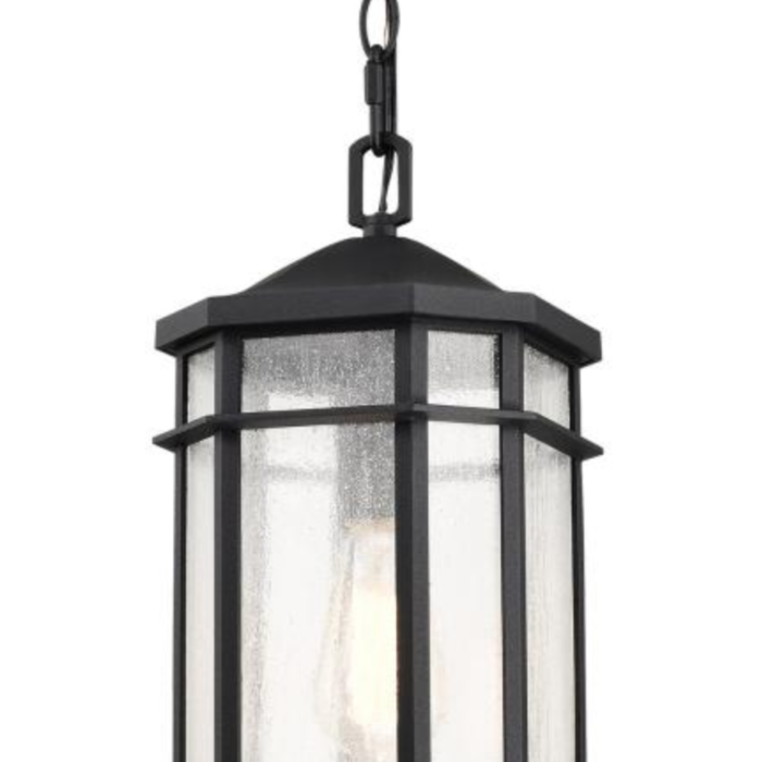 Nuvo 60-5759 Raiden Collection Outdoor 14.5 inch Hanging Light; Matte Black Finish with Clear Seedy Glass