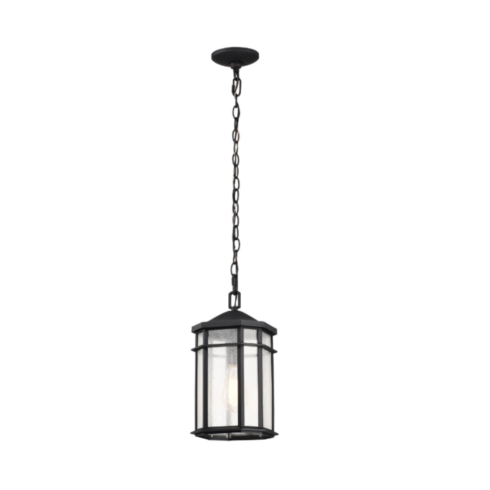 Nuvo 60-5759 Raiden Collection Outdoor 14.5 inch Hanging Light; Matte Black Finish with Clear Seedy Glass