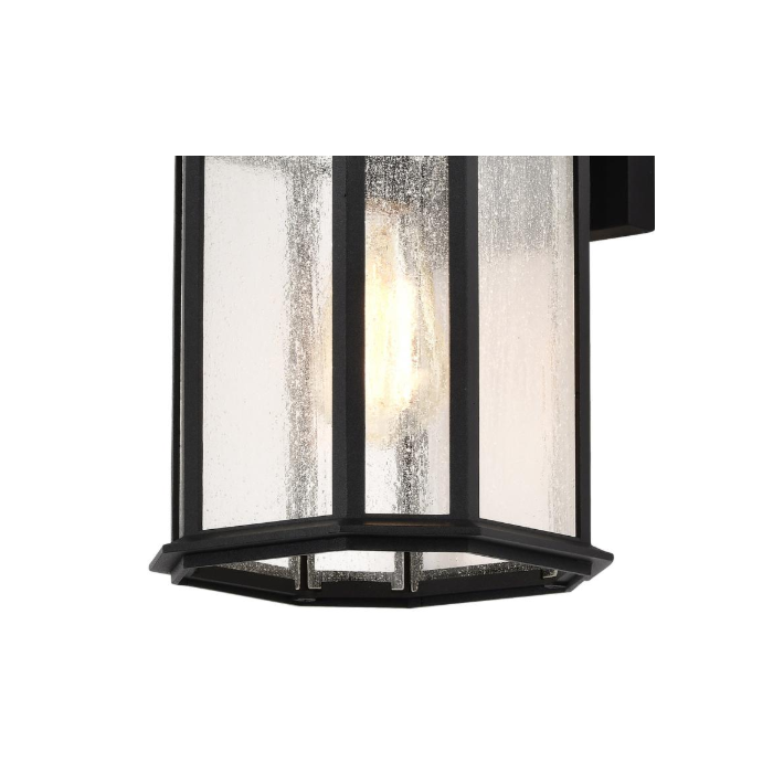 Nuvo 60-5760 Raiden Collection Outdoor 14 inch Wall Light; Matte Black Finish with Clear Seedy Glass