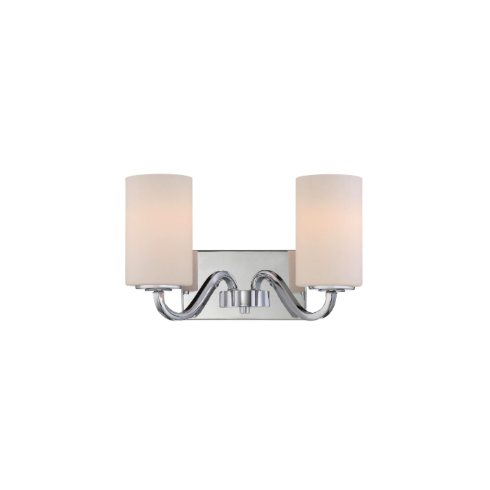Nuvo 60-5802 Willow - 2 Light Vanity with White Glass - Polished Nickel Finish