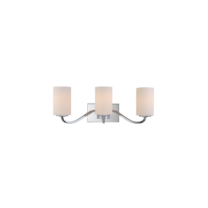 Nuvo 60-5803 Willow - 3 Light Vanity with White Glass - Polished Nickel Finish