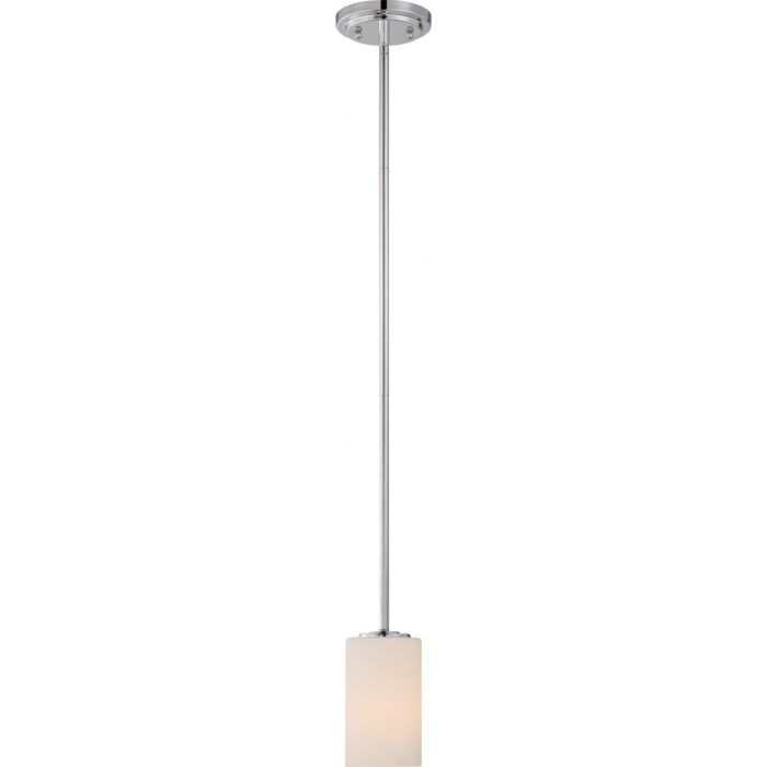 Nuvo 60-5808 Willow - 1 Light Mini Pendant with White Glass - Polished Nickel Finish 