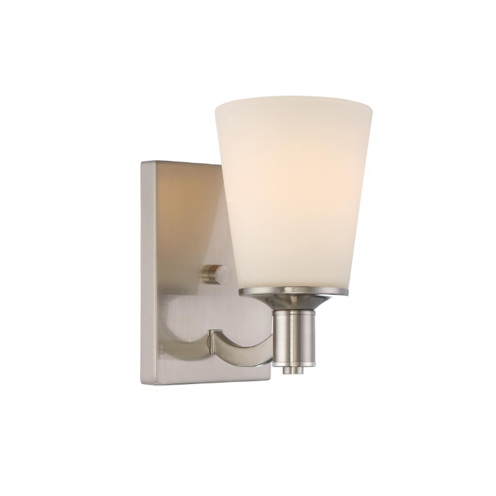 Nuvo 60-5821 Laguna - 1 Light Vanity with White Glass - Brushed Nickel Finish