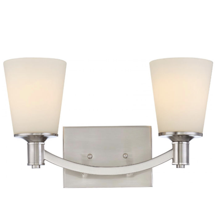 Nuvo 60-5822 Laguna - 2 Light Vanity with White Glass - Brushed Nickel Finish