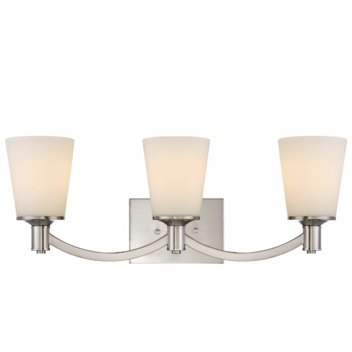Nuvo 60-5823 Laguna - 3 Light Vanity with White Glass - Brushed Nickel Finish