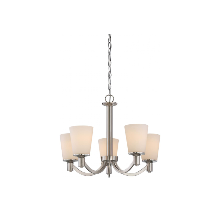 Nuvo 60-5825 Laguna - 5 Light Hanging With White Glass - Brushed Nickel Finish